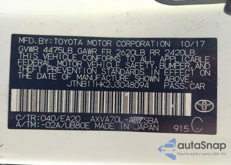 2018 Toyota Camry Se z USA, uszkodzony, nr VIN JTNB11HK2J3048094